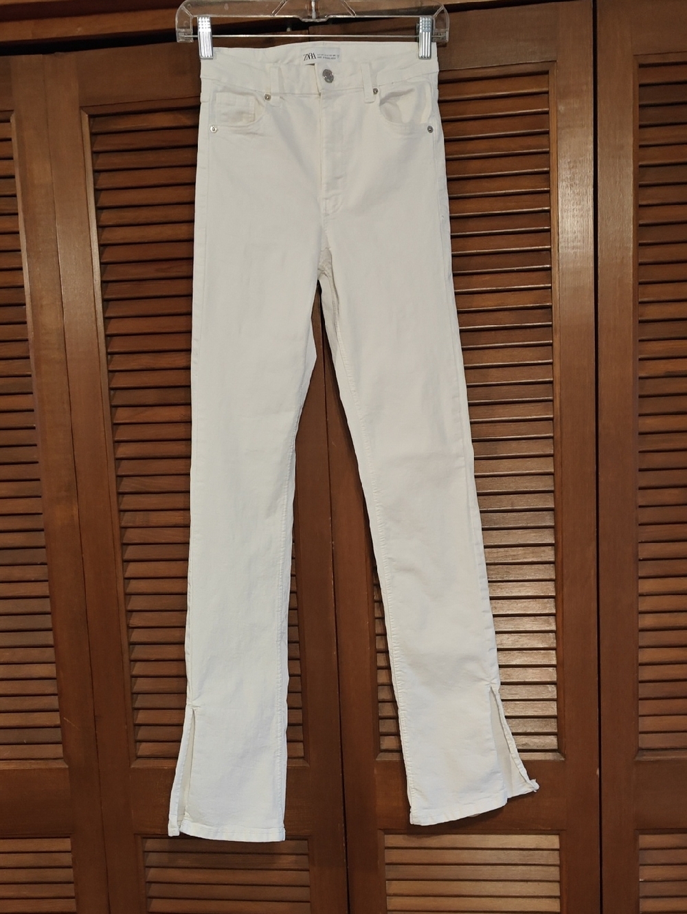 Zara White Flare Jeans with Ankle Slits